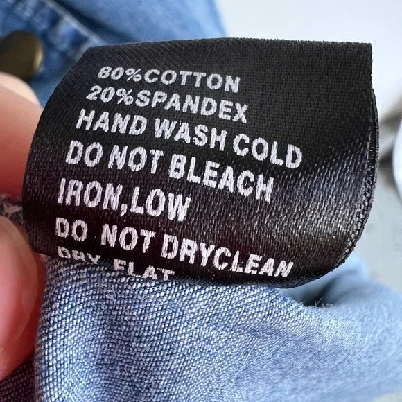 Denim Babydoll Dress Pleated Yoke Button Front Blue Size XL Cotton - Picture 9 of 13